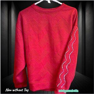 🆕️See and Be Seen Red Textured Oversized Fit Sweatshirt